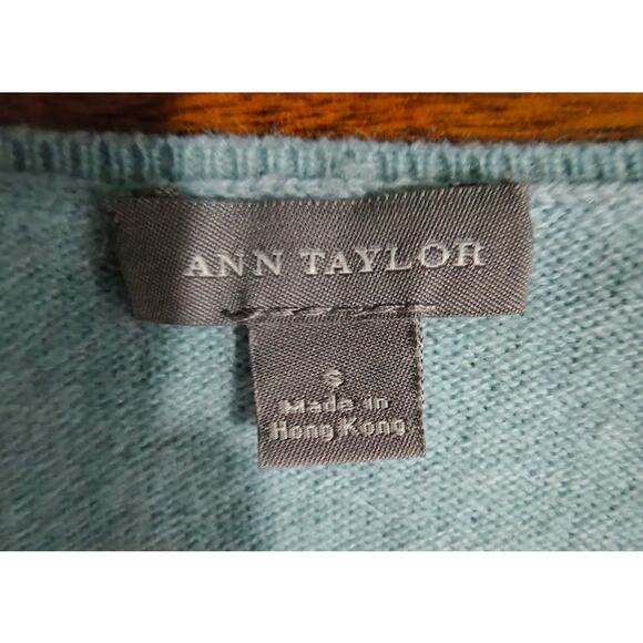 Ann Taylor Cashmere V-Neck Sweater, Light Aqua,, Sz S - Picture 3 of 4
